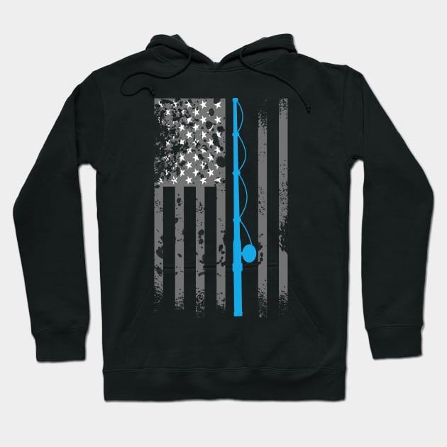 American Flag Fishing Shirt Vintage Fishing Gift Hoodie by TabbyDesigns